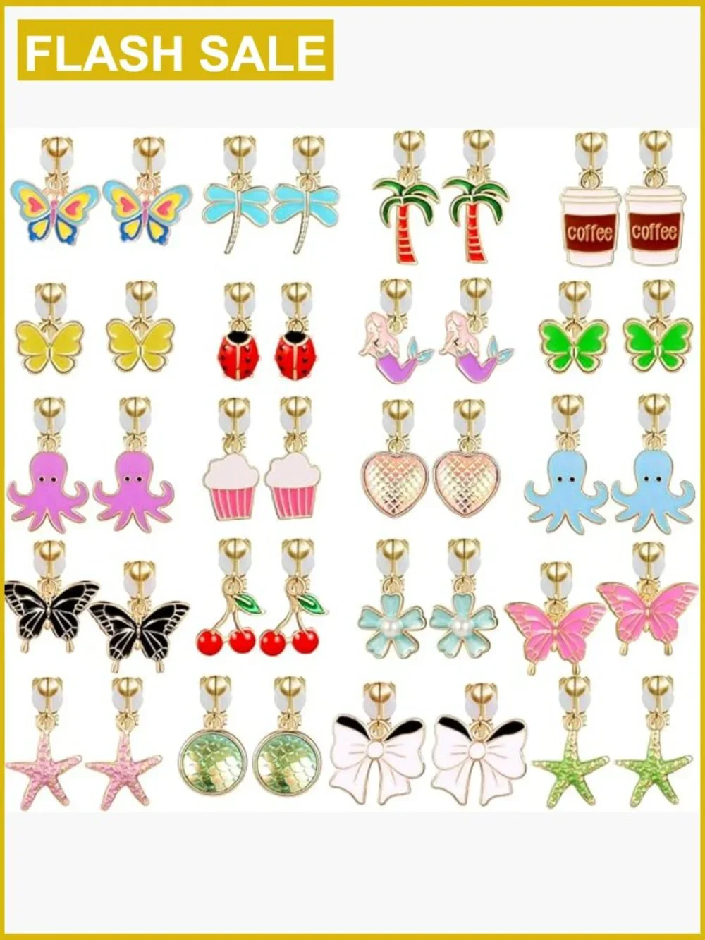 20 Pairs Clip on Earrings - Hypoallergenic Dress-Up Set for Girls